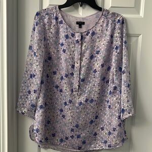 Talbots Purple Blouse with Mandarin Collar